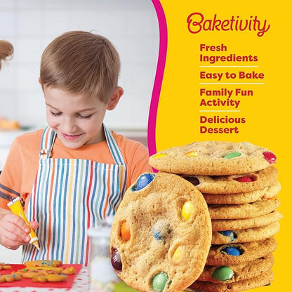BAKETIVITY Kids Baking DIY Activity Kit - Bake Delicious Yum&m Jumbo Cookies- Real Fun Little Junior Chef Essential Kitchen Lessons, Includes Pre-Measured Ingredients and Easy to Follow Recipe.