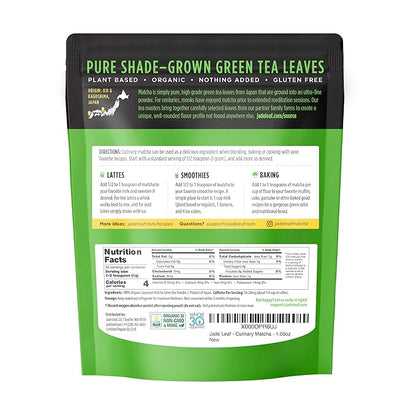 Jade Leaf Matcha Organic Premium Ceremonial Grade Matcha Green Tea Powder - Japanese - Culinary, Ingredient, Ceremonial Barista Teahouse, Latte, Collagen, 1.06 Ounce (Pack of 1), Culinary