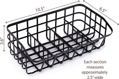 Tea Bag Organizer Caddy - Metal Tea Box Storage Holder for Cups, Pods, Packets, Condiment Accessories - Black