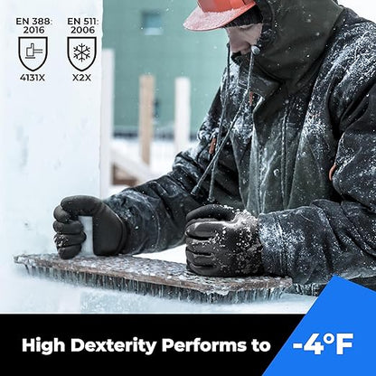 Waterproof Gloves Bulk Pack for Men and Women, 3 Pairs, Freezer Gloves with Grip, Double Nitrile Dipped for Extreme Oil Repellent, for Construction, Mechanics, Mining, Plumbing, Black, XX-Large