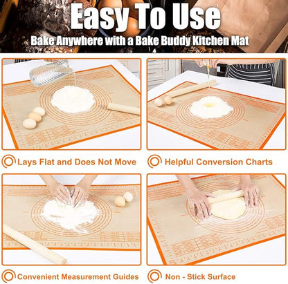 Non-slip Silicone Pastry Mat 28X20 inches Baking Mat with Measurement, Perfect for Dough, Pastry, Pie Crust, Fondant, Cookies, Bread, Pasta, Pizza, Food Grade Kitchen Counter Mats