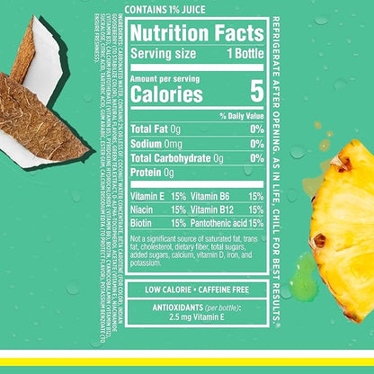 Sparkling Ice, Coconut Pineapple Sparkling Water, Zero Sugar Flavored Water, with Vitamins and Antioxidants, Low Calorie Beverage, 17 fl oz Bottles (Pack of 12)