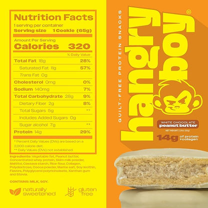 Hangryboy Protein Cookie Sandwich – 14g High Protein, Gluten‑Free, GMO‑Free Cookies - Perfect on The Go Protein Snack, Variety Pack, 3‑Count Box