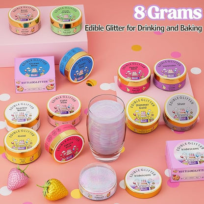 Nomeca Edible Glitter for Drinks Cakes, 8 grams Food Grade Luster Dust Sprinkles Glitter for Cake Decorations, DIY Cocktails, Beverages & Cake Decorating, Dessert Cake Topper (3-Iridescent)