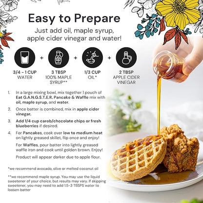 eat G.A.N.G.S.T.E.R. Vegan Pancake & Waffle Mix - Allergy-Friendly Baking Mix, Grain-Free, No Dairy, Nuts, Gluten, Dairy - For Paleo & AIP Diets, Fluffy Pancake & Crispy Waffle Breakfast Food, 3 Pack