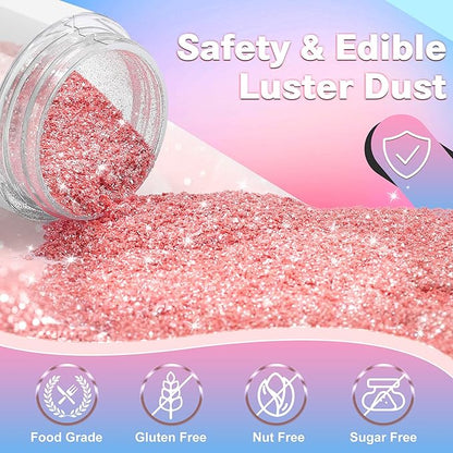 Edible Glitter for Cocktails Cakes Drinks, Rose Gold Edible Glitter, Gold Edible Glitter, Blue Edible Glitter, Purple Edible Glitter, Luster Dust Edible Drink Glitter Spray 4 Colors
