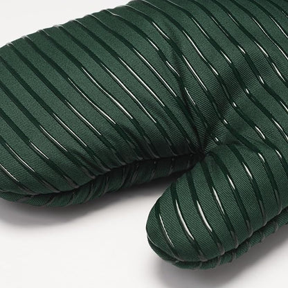 Beneno Kitchen Oven Mitts 2-Pack Heat Resistant to 500°F with Non-Slip Silicone Grip, Extra Long 14.3" Forearm Protection, Soft Quilted Cotton Terry Lining, Ideal for Cooking, Baking, Grilling, Green