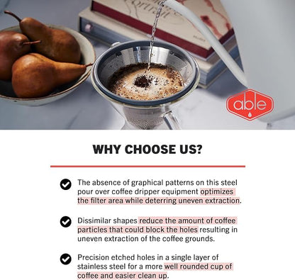 Able KONE – The Original Chemex Reusable Stainless Steel Pour Over Coffee Filter