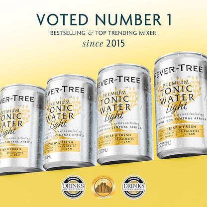 Fever-Tree Light Tonic Water - Premium Mixer - Refreshing Beverage for Cocktails & Mocktails. Naturally Sourced Ingredients, No Artificial Sweeteners or Colors - 5.1 Fl Oz Cans -Pack of 8