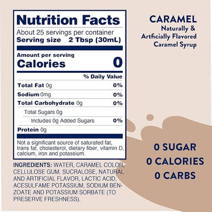 Jordan's Skinny Syrups Salted Caramel, Sugar Free Flavoring Syrup, 25.4 Ounce Bottle (Pack of 2)