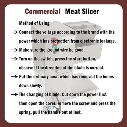Commercial Meat Cutter Machine Meat Slicer Machine Electric TJ-130L Stainless Steel with 4.5mm Blade 110V 750W 400KG/H for Catering Businesses