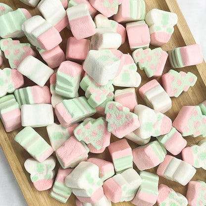 4E's Novelty Sweet Christmas Marshmallow Soft Candy Treats 65pcs (200gram) Bulk Snowman & Santas Shapes, Christmas Candy Stocking Stuffers Snacks, Party Favor for Kids & Adults