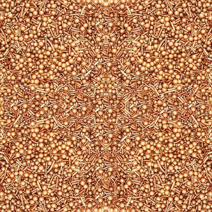 Confect Fusion Rose Gold Metallic Sprinkles Mix - Edible Cake Decorating Pearls, Rods & Sugar Crystals for Cupcakes, Cookies & Cakes | Vegan, Gluten-Free, Nut-Free, Soy-Free, Dairy-Free, Palm Oil-Free- 4.2 Oz