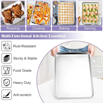 E-far Large Baking Sheet with Wire Rack (2 Pans + 2 Racks), 20 x 14 Inch Stainless Steel Cookie Pans Tray & Cooling Rack for Baking, Non Toxic & Heavy Duty & Rust Free, Oven & Dishwasher Safe