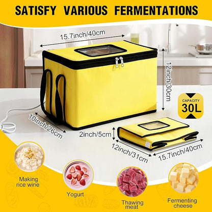 30L Dough Proofer, Folding Bread Proofing with 33-122℉ Temperature & 96h Timer Controller, Sourdough proofing box Heated Fermentation for Making Bread, Yogurt, Natto and Handmade Soap