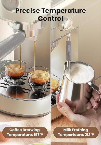 Gevi Commercial Espresso and Coffee Makers, Professional Espresso Maker Latte Machine with Milk Frother, Stainless Steel Expresso Coffee Machines for Home, Compact Cappuccino Machine, Great Gift