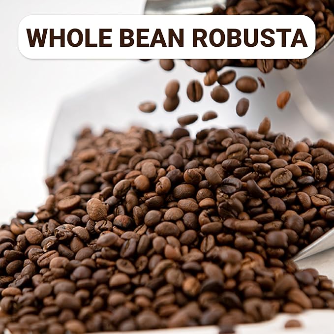 doanhdang - 17.6 Oz Premium Robusta Whole Bean Coffee, 100% Robusta Medium Roast, Rich Flavor for Espresso Shot and Brew, Origin from Vietnam, Whole Med Roast Beans