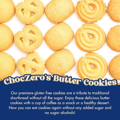 ChocZero Keto Butter Cookies - Sugar Free Danish Shortbread Gift - Gluten Free, Low Carb (1 tin, 12 oz) (Pack of 2)