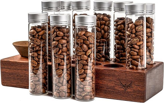 Single Dose Coffee Storage Tubes Coffee Bean Dosing Cup and Rdt Spray Bottle Set - Ceramic Dosing Tray and Spritzer