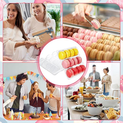 Sherr 12 Pcs Macaron Boxes Clear Plastic Macaron Storage Containers Macaroon Packaging Display Trays for Cookie, Wedding, Party Gifts