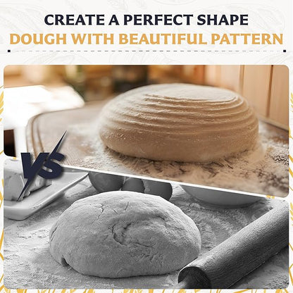 10" Banneton Bread Proofing Basket, Sourdough Proofing Basket Set of 2, Bread Banneton Basket for Professional & Home, Oval Bread Proofing Baskets for Sourdough
