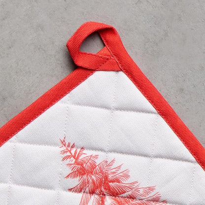 Maison d' Hermine Pot Holders Set 100% Cotton Heat Resistant Potholders 8" x 8" Hot Pads with Loop BBQ, Cooking, Baking, Grilling, Kitchen, Handling Hot Pans (Pack of 2, Winter Jouy)