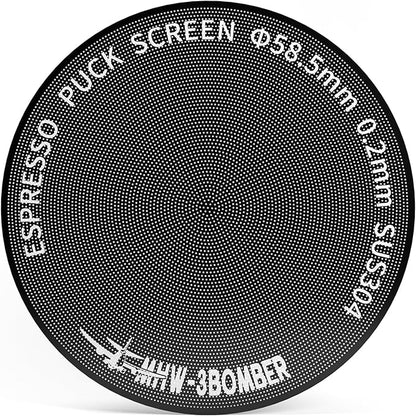 MHW-3BOMBER 58mm Espresso Puck Screen - 0.2mm Ultra Thin Espresso Puck - Metal Reusable Coffee Filter for Portafilter Basket 58mm - Puck Screen with Titanium Coating FG5642-OS