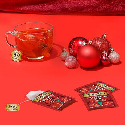 Twinings Christmas Black Tea Individually Wrapped Bags, 20 Count (Pack of 6), Aromatic Cinnamon & Clove, Caffeinated, Enjoy Hot or Iced, 120 Teabags