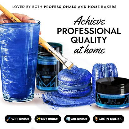 MONÉGASQUE Blue Edible Glitter for Drinks 15g – Halloween Edible Glitter for Cakes & Cocktails - Blue Luster Dust for Cocktail, Cake Decorating, & Food Spray - Strawberries & Drink Shimmer Decorations