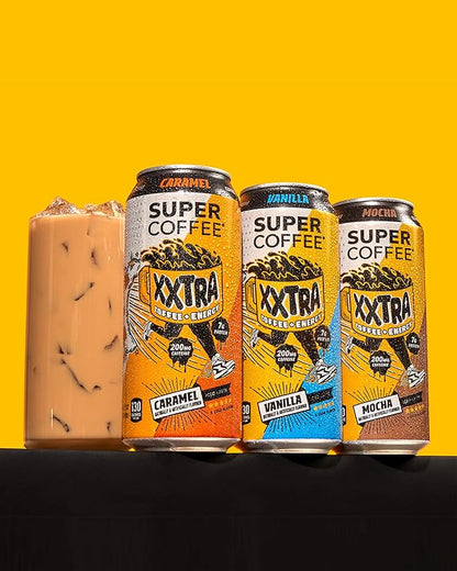 Super Coffee XXTRA, Keto Protein Coffee (0g Added Sugar, 7g Protein, 130 Calories) [Caramel] 15 Fl Oz, 12 Pack | Iced Smart Coffee Drinks - SoyFree GlutenFree