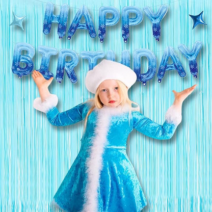 BRAVESHINE Foil Fringe Curtains Party Backdrop - Tinsel Curtain Backdrop Streamers Party Supplies for Halloween/Boo/Baby Boy/Frozen/Under Sea/Shark/Mermaid Birthdays Decorations - 2Pcs Pastel Blue