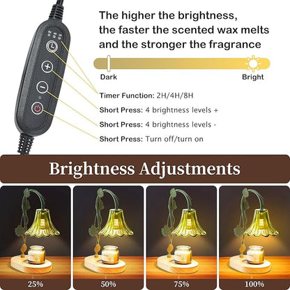 Flower Candle Warmer Lamp with Timer,Dimmable Candle Lamp Warmer,Adjustable Height Candle Warmer for All Jar Candles,Bedroom Living Room Home Decor Aesthetic Christmas Birthday Gifts (Morning Glory)