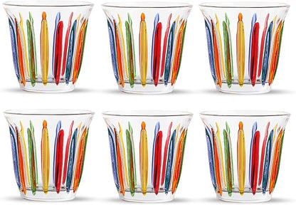 MHW-3BOMBER Coffee Glasses of 6 Drinking Glasses 8.1OZ Colored Painted Latte Glasses for Espresso, Whiskey, Vodka, Spirits & Liquors G5035C*6