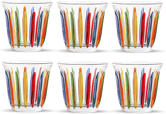 MHW-3BOMBER Coffee Glasses of 6 Drinking Glasses 8.1OZ Colored Painted Latte Glasses for Espresso, Whiskey, Vodka, Spirits & Liquors G5035C*6