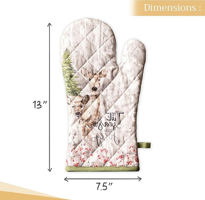 Maison d' Hermine Oven Gloves 100% Cotton Oven Mitt 7" x 13" with Loop Heat Resistant, BBQ, Cooking Gloves, Baking, Grilling, Kitchen, Handling Hot Pans (Pack of 1, Mountain Life)