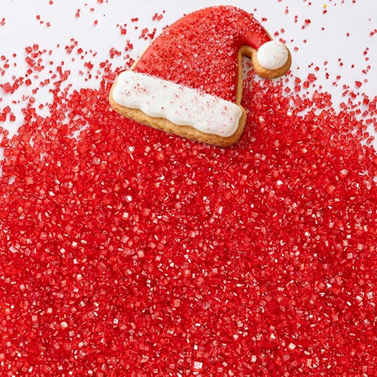 Christmas Edible Red Sprinkles,Sanding Sugar Crystals for Cake Decorating,150g/5.3oz Halloween Coarse Sprinkle Mix for Baking,Cookies,Ice Cream,Fondant Cake,Cupcakes,Desserts,Red Sugar Sprinkles,Birthday Wedding Party Supplies