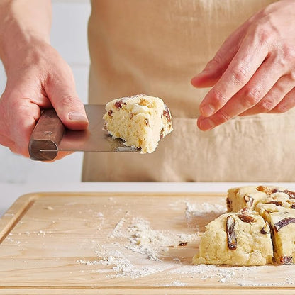 Misen Stainless Steel Bench Scraper - Versatile Food Scraper with Walnut Handle - Ideal for Kitchen, Pastry & Dough - Durable Cutting Board Scraper Tool - Effortless Transfer into Pots & Pans -Walnut