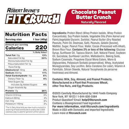 FITCRUNCH Snack Size Protein Bars, 6-Layer Baked Bar, 3g of Sugar, Gluten Free & Soft Cake Core (9 Bars, Peanut Butter Crunch)