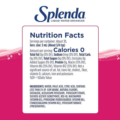 SPLENDA Liquid Water Enhancer Drops, Sugar Free, Zero Calorie, Natural Flavor, Concentrated Drink Mix, 3.11 Fl Oz Each Bottle (Variety, 3 Pack)