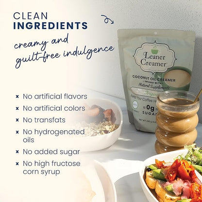 Leaner Creamer Coconut Creamer with Superfood Ingredients – Non-Dairy, Sugar-Free, Keto, Gluten-Free Powdered Coffee Creamer – Classic Original – 32oz