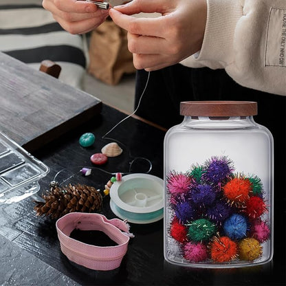 Large Glass Jar with Lid Set of 2, Glass Sugar Containers Kitchen Canisters Pantry Glass Food Storage Container for Candy Coffee Bean Cereal Flour Cookies (67oz(2000ml)-2 pack)