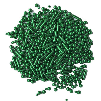 Sprinkles Green Pearl Sugar Candy Mix Size Baking Cake Decorations Cupcake Toppers Celebrations Shaker Jar Wedding Shower Party (120g/4.2oz）