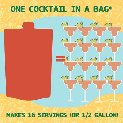 Lt. Blender's Peach Margarita in a Bag - Peach Margarita Mix - Each Bag Makes 1/2 Gallon - Non-GMO Cocktail Mix - No Blender Needed - Add Liquor, Wine or as a Mocktail (Pack of 1)