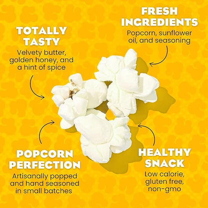 Live Love Pop Hot Honey Butter Flavored Gourmet Popcorn, 4.4 Oz (Pack of 6), Healthy Snack, Gluten Free, Vegan & Non-GMO, Mission Driven Munchies
