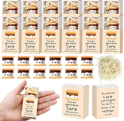 Wettarn 12 Sets S'more Appreciation Gifts Bulk Marshmallow with Box Party Favors Christmas Vet Tech Thank You Gift Rewards for Teacher Employee Nurse Coworkers Staff Team