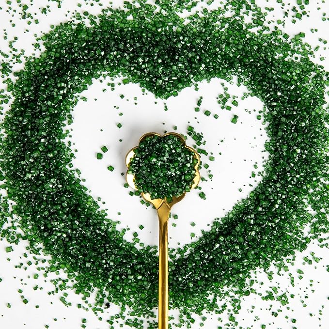 Edible Green Sprinkles,Christmas Sanding Sugar Sprinkles,150g/5.3oz,Edible Sugar Crystals for Cake Decorating,Sprinkle Mix for Cookies,Ice Cream,Fondant Cake,Caramel Apples,Cupcakes,Desserts,Wedding Party Valentines Halloween Christmas Supplies