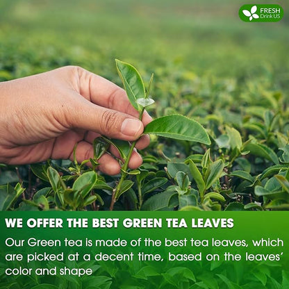 FreshDrinkUS, Premium 175 Green Tea Bags, 100% Natural & Pure from Green Tea. Green Herbal Tea. Made with Natural Material Tea Bags. No Sugar, No Gluten, Vegan