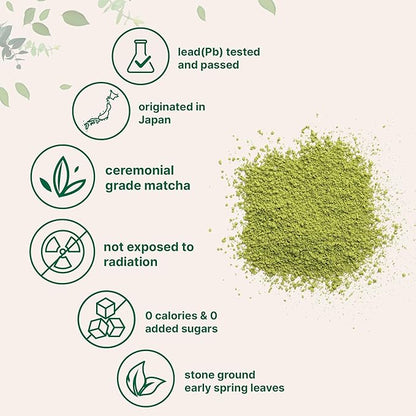 Organic Ceremonial Grade Matcha Powder, 100g | 100 Servings | Premium First Harvest Authentic Japanese Origin | 100% Pure Barista-Grade Sugar-Free Matcha Green Tea For Latte, Beverage & Baking