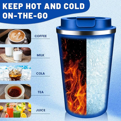 Insulated Coffee Tumblers with Flip Lid 12oz / 17oz, Stainless Steel Travel Coffee Mug Leak Proof, Vacuum Insulated Coffee Mug Reusable Cup, Keeps Cold and Hot for Coffee Tea