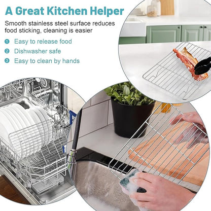 TeamFar Cooling Rack, 8.75” x 6.25” Stainless Steel Wire Baking Rack for Cooking Roasting Grilling, Fit for Oven Pan, Oven & Dishwasher Safe, Non-toxic & Heavy-Duty, 2PCS